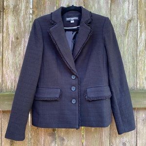 Karl Lagerfeld Fringe Tweed Blazer Black size 6